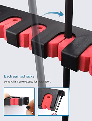 Horizontal Fishing Rod Rack Holders Wall-mounted Fish Pole Holder for Garage & Boat 6-Rod Storage Racks -1 Pair Rod Holder Rod Holder (2 Pair Horizontal Red) - color: 2 Pair Horizontal Red