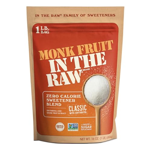 Monk Fruit In The Raw, Sweetener Bag, 1 LB | Keto Certified Monk Fruit Sweetener, Perfect Substitute for Raw Cane Sugar, Good for Baking, Zero Net Carbs, Zero Calories - size: 16 Ounce (Pack of 1)