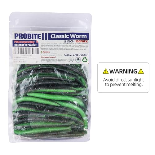 Soft Fishing Worm 100PCS, 3/4/5/6" Mega Value Pack Senko Style Soft Lures for Bass, Plastic Worm Stick Baits, Multicolor, Cost-Effective Fishing Gift - color: Melon Pie, size: 5"