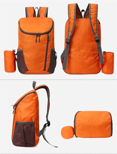 Portable Foldable Backpack Folding Mountaineering Bag, Ultralight Outdoor Cycling Rucksack, Travel Hiking Knapsack (Orange) - color: Orange