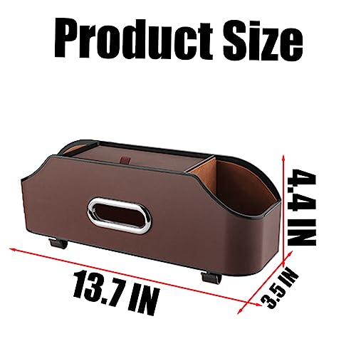 AUCELI Car Seat Back Organizer with Cup Holder and Tissue Box, Headrest Hanging Storage Box with Hooks and Phone Holder, Multi-Function Travel Tray for Kids, Road Trip Car Accessories - color: Brown