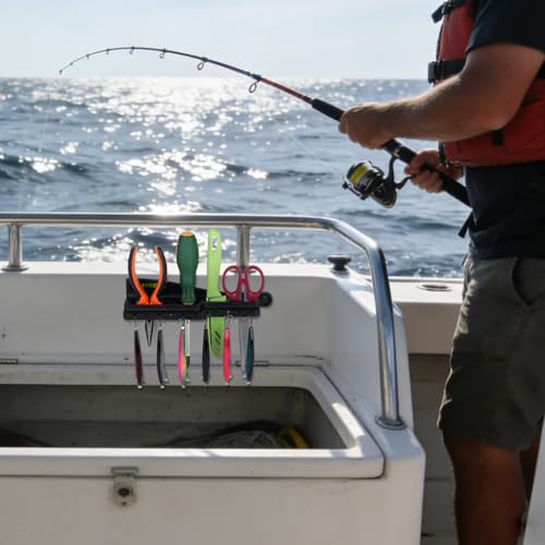 Hikeen Fishing Tool Holder for Boat, Fishing Hook, Pliers, Knives, Lures Organizer for Boat, Screw Mount Marine Tackle Rack Holder