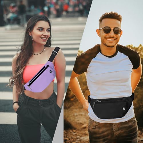 Fanny Pack for Women Men,Crossbody Fanny Pack Water Resistant Sports Waist Bag Pack, Belt Bag for Travel Hiking Running - color: 1pack-lightpurple
