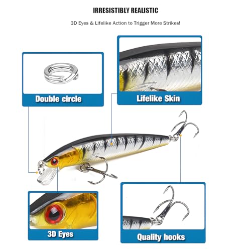 Fishing Lures Kit, 132Pcs Fishing Tackle Box with Fishing Gear Included – Crankbaits, Hooks, Jigs & Accessories, Freshwater Fishing Tackle for Bass Trout Walleye, Perfect Fishing Kit Gift