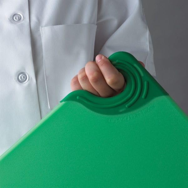 San Jamar Saf-T-Grip Plastic Cutting Board with Safety Hook, 9" x 12" x 0.375", Green - color: Green