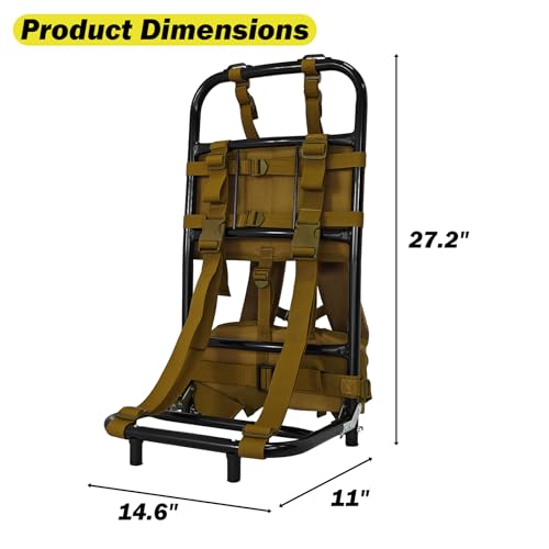 Foldable Aluminum Hunting Pack Frame, Lightweight External Frame Hiking Backpacks, Alice Pack, Hunting Backpack Frame for Travel, Outdoor, Khaki - color: Khaki