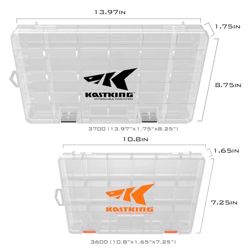 KastKing Tackle Boxes, Plastic Box, Plastic Storage Organizer Box with Removable Dividers - Fishing Tackle Storage - Box Organizer - 2 Packs /4 Packs Tackle Trays - Parts Box - color: Standard, size: 3700(2Pack)