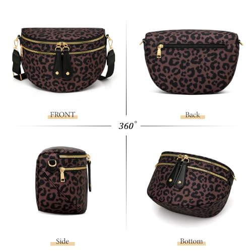 KKXIU Crossbody Sling Bag for Women Trendy Fanny Pack Vegan Leather Chest Bag | Trendy - color: Large-Leopard