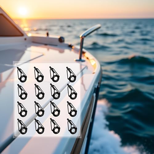 16Pcs Black Fishings Rod Tip Ceramic Guide Rings Replacement Rod Tip Guide Fishings Rod Eyelets Repair Part Easy Installation, Reel Care Accessories