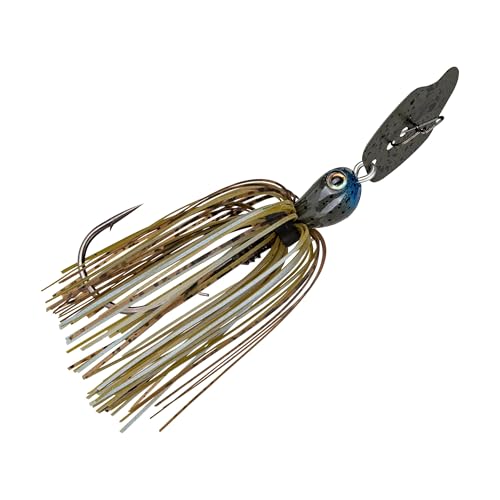 Strike King Thunder Cricket Fishing Lure, Vibrating Swim Jig, Silver Blade, 4/0 Jungle-Style Flipping Hook - color: Blue Craw, size: 1/2 oz