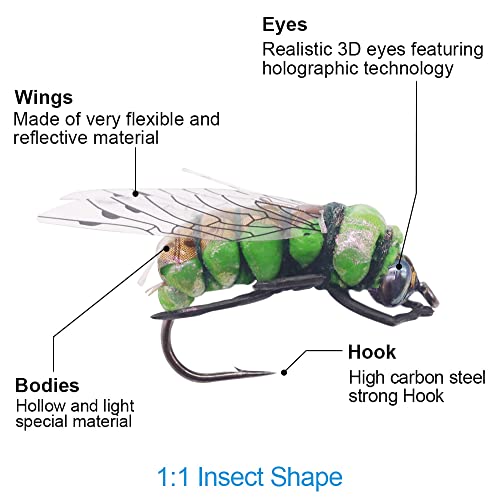 YZD Realistic Fly Fishing Dry Wet Nymph Trout Flies Topwater Lures for Freshwater Saltwater High Simulation Hand Tie Lure Kits - color: 21-A-08