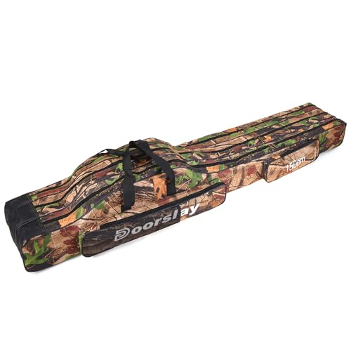 Portable Folding Fishing Tackle Storage Bags Oxford Fishing Rod Case Fishing Pole Bag Carry Organizer Outdoor Waterproof Fishing Bag - color: Tree camouflage, size: 150cm
