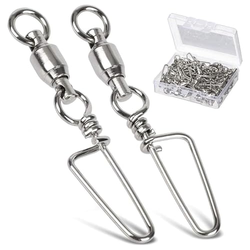 AMYSPORTS High Strength Fishing Snap Swivels - Stainless Steel Ball Bearing Swivels - Saltwater & Freshwater Fishing - size: Size 6+6 (180lb) 50 pcs