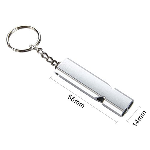 Noopel Emergency Whistles Lifeguard Safety Whistle with Lanyard and Keychain for Outdoor Camping Hiking Boating Backpacking Fishing Kayak Kids Rescue Signaling Loud Survival Whistle - color: 4 Pack Silver