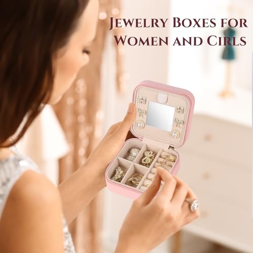MFXIP Easter Basket Stuffers for Teens Essentials, Valentines Day Christmas Stocking Stuffers for Women Teen Girl Gifts Trendy Stuff Travel Jewelry Box Case Organizer Personalized Birthday Gifts - color: Initial Q Pink
