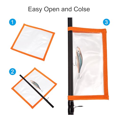 PATIKIL Fishing Lure Wrap Durable PVC Lure Covers Fishing Hook Covers Bait Storage Easily See Lures Keep Fishing Safe - color: Orange, size: 3.9" x 7.1"