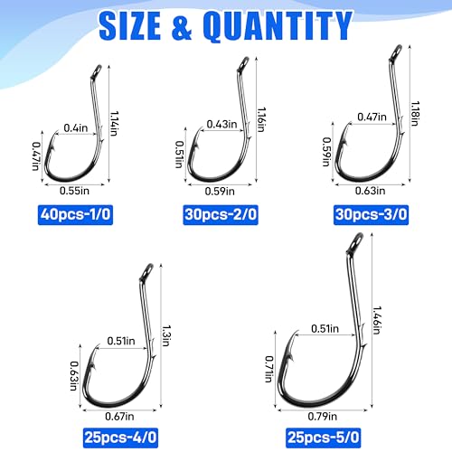Octopus Baitholder Fishing Hooks, 150pcs Black High Carbon Steel Fishing Hooks Sharp Double Barbed Fish Hooks Offset Circle Hooks for Saltwater Freshwater