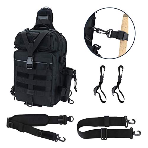 OSAGE RIVER Deluxe Tackle Sling Fishing Bag with Rod Holder, Lightweight Tackle Box Storage, Shoulder Bag for Fishing Hiking
