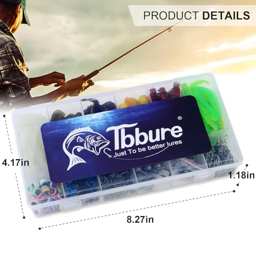 175 Pcs Fishing Soft Lures TPE Threaded Bait Equipment Tackle Gear Box for Bass, Fish Kit with Soft Lures,Hooks, Accessories Tools,Spinner, Beans,Plastic Bait, Swimbait,Crankbaits