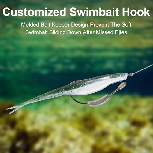 15 Pcs Weighted EWG Worm Hook, Weedless Fishing Swimbait Hooks Bass Fishing Freshwater Saltwater Assorted 1/8oz 3/16 1/4oz - size: 1/8oz-20pcs