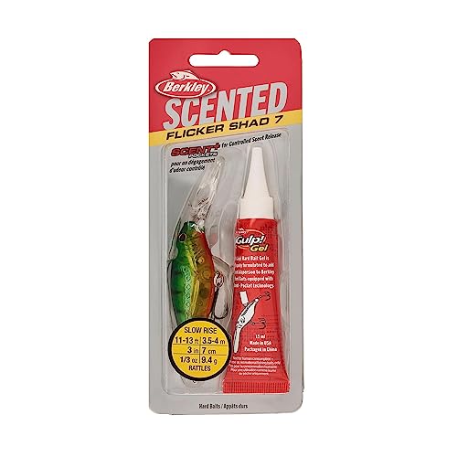 Berkley Scented Flicker Shad Fishing Hard Bait - color: Flashy Perch (Single), size: 5/16 oz, 2.75"