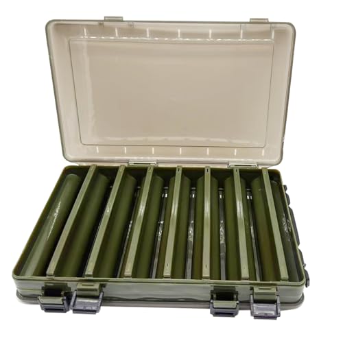 14 Compartments Double-Sided Visible Fishing Lure Hook Tackle Box Hard Plastic Orange/Yellow Container Box for Fishing Lures Hooks Jewelry Beads Earring (1pcs-army green-14compartments) - color: 1pcs-army green-14compartments
