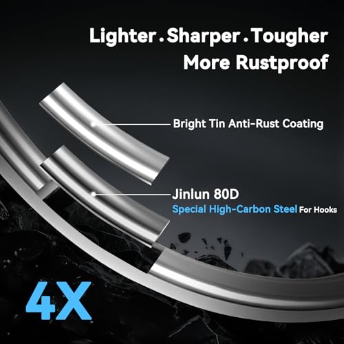 Treble Fishing Hooks, 4X Strong High Carbon Alloy Steel Triple Hooks, Sharp Barbed Fish Scale Pattern Fish Hooks,Freshwater Saltwater Sizes #8-3/0 - size: 6
