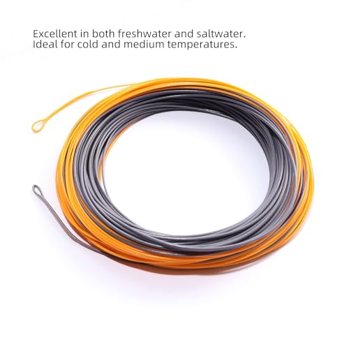 Gold Fly Line 90FT Weight Forward Floating 2 3 4 5 6 7 8 9WT Fly Fishing Line - color: ORANGE + GRAY, size: WF8F-100FT