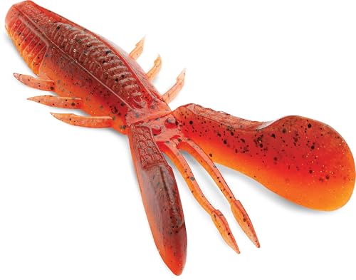 CrushCity Bronco Bug Soft Plastic Bass Lure, Dual-Action Creature Bait with Hinged Arms & Subtle Leg Movement - color: Red Craw, size: 4"