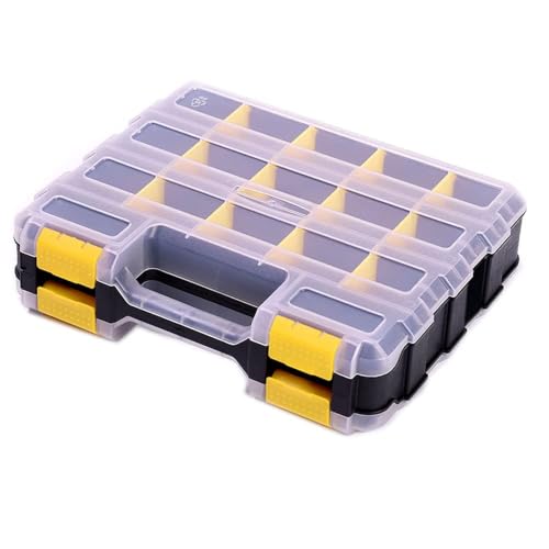 Hardware Organizer Box 34 Compartments Small Parts Organizer with Removable Dividers Durable Plastic Double Side Tools Box Screw Organizer For Nuts, Bolts, Screws, Nails, Small Hardware (Yellow) - color: Yellow, size: 1 PACK