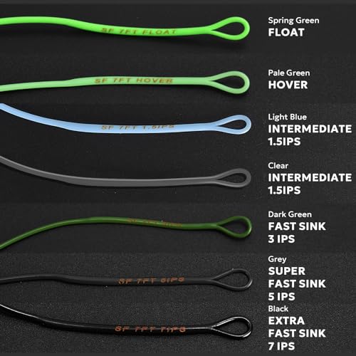 SF Fly Fishing Polyleader Monofilament Core Leader Line Fly Line for 7' Trout and 10' Salmon Poly Leader 7FT/10FT Float Hover Intermediate 3/5/7IPS - color: Clear, size: Trout 7FT-Intermediate