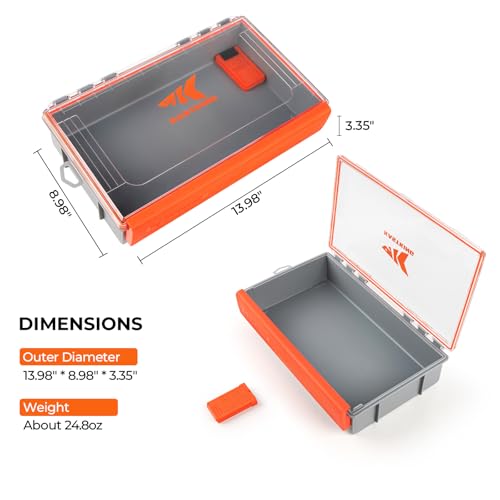 KastKing HyperSeal Waterproof Tackle Box, 3700 Deep Tackle Trays, Fishing Tackle Box Organizer With Exterior Stickers, Fishing Gear & Fishing Accessories Storage, 1 Pack No Compartment - size: 3700 Deep(1 Pack no compartment)