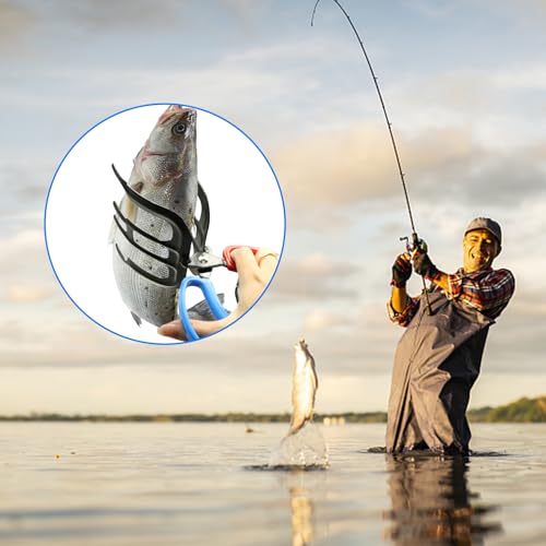 Fish Gripper, Fish Grabber Tool Metal Fish Grippers for Fishing, 3 Claw Fish Grips Anti-Slip Fishing Pliers Gripper Control Clamp Claw Fish Pliers Catch Fish Fishing Accessories, Ideal for Anglers¡­ - style: 3 Claw