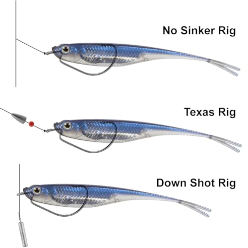 Dr.Fish Soft Plastic Baits, Fork Tail Soft Jerkbait Minnow Lures, 3 to 4-3/4 Inches Soft Swimbaits Jerk Shad Baits Crappie Bass Fishing Lures - color: Chartreuse, size: 3"-6 Pack