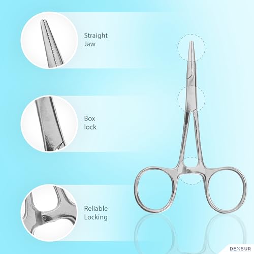 Precision Kelly Hemostat Forceps Locking Tweezers Clamp, Silver, Straight and Curved Stainless Steel (Straight, 4") - size: 4", style: Straight