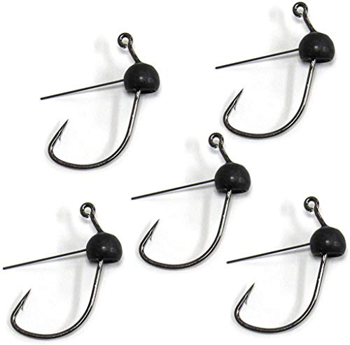 Harmony Fishing - Tungsten Weedless Wacky Jigheads (5 Pack, Black) [Finesse jig Heads for Wacky Worms/senkos] - size: 1/8 oz (5 Pack)