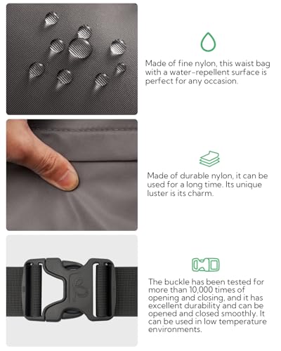 WATERFLY Fanny Pack Waist Packs: Large Crossbody Fanny Packs for Women Men with 5 Zipper Pockets Adjustable Strap Waist Bags Hip Pack for Traveling Cycling Running Hiking-Gray - color: Gray