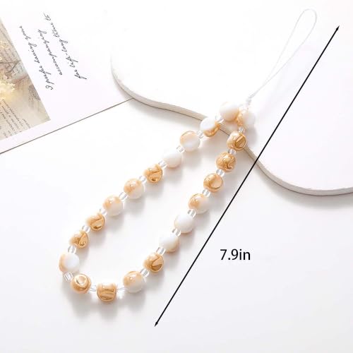Beaded Phone Lanyard Wrist Strap Phone Charms Fixed Beads Pearl Chain - color: PC-hdj-4
