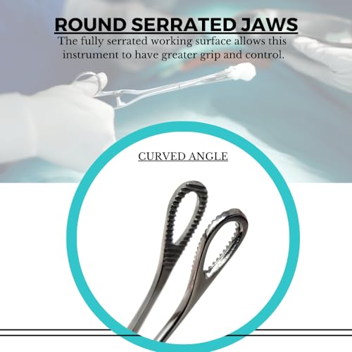 Foerster Sponge Forceps Straight + Curved Serrated Loop Jaws Holding Instruments Body Piercing Locking Clamps, Stainless Steel (7" - Curved) - style: 7" - Curved