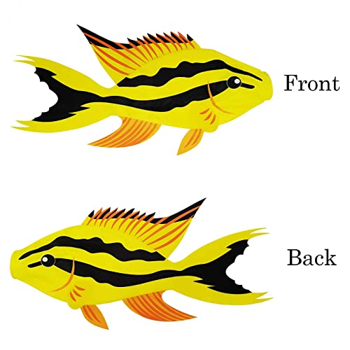 Fish Windsock | Heavy Duty Outdoor Wind Sock for Gardens, Patios, and Decks - color: yellow