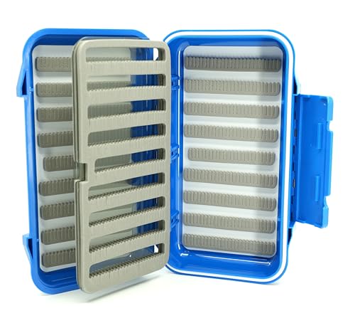 Kingfisher Waterproof Dry Fly Fishing Box with Leaf - color: Blue, size: Foam A Box