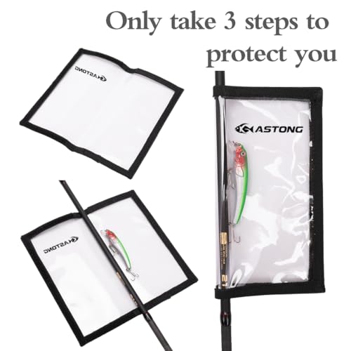 Clear PVC Fishing Lure Wraps 4/10 Pack See-through Lure Covers Durable Fishing Hook Bait Storage Protectors Keeps Children, Pets and Fishermen from Sharp Hook 2 Size (10Pcs(5M+5L), Black) - color: Black, style: 10pcs(5m+5l)