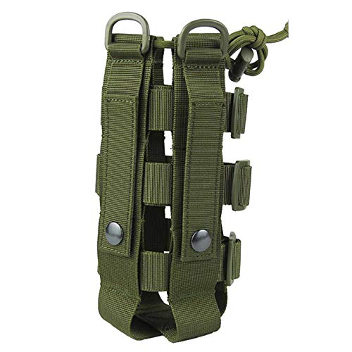Tactical Water Bottle Pouch for Molle Systems, Adjustable Outdoor Sports Kettle Carrier Holder (3 Colors Available) - color: Green