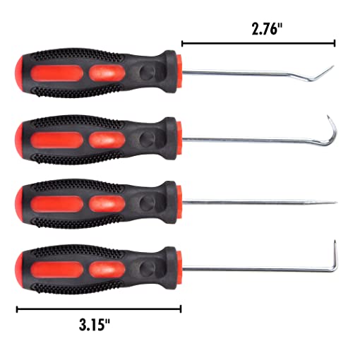 CARTMAN Precision 4 Piece Pick and Hook Set, Car Auto Oil Seal, O-Ring Seal Gasket, Pick Hook Puller Remover