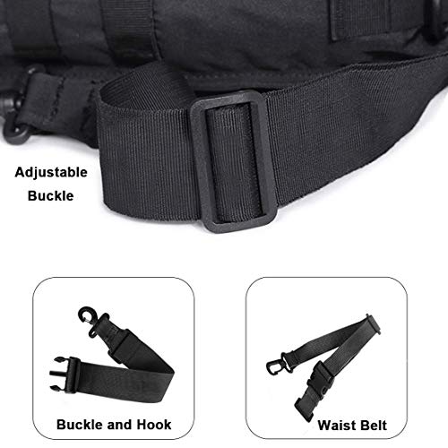 HAOMUK Tactical Sling Bag Pack Military Rover Shoulder Sling Backpack EDC Molle Assault Range Bag - color: Black