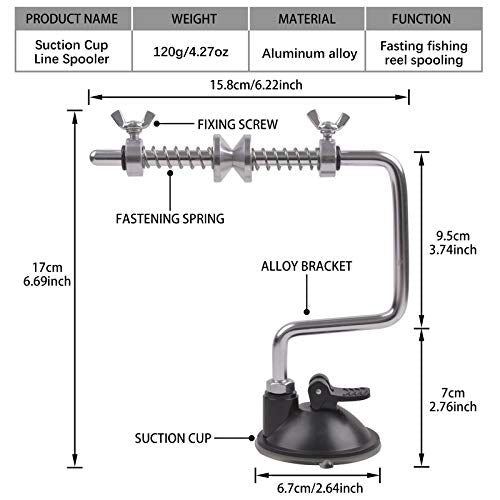 Fishing Line Spooler Winder, Adjustable Fishing Reel Spooler Spooling Station for Spinning Casting Reels - color: with Suction Cup
