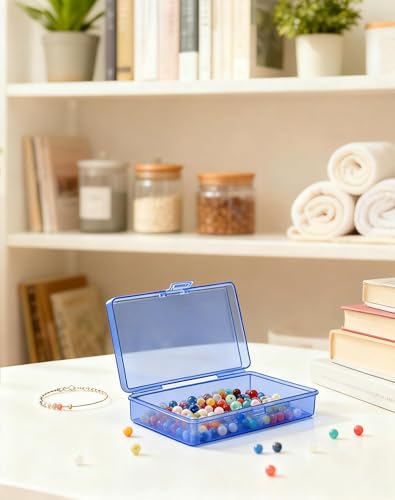 LJY 12 Pieces Rectangular Empty Mini Clear Plastic Organizer Storage Box Containers with Hinged Lids (5.3 x 3.1 x 1.2 inch, Blue) - color: Blue, size: 5.3 x 3.1 x 1.2 inch