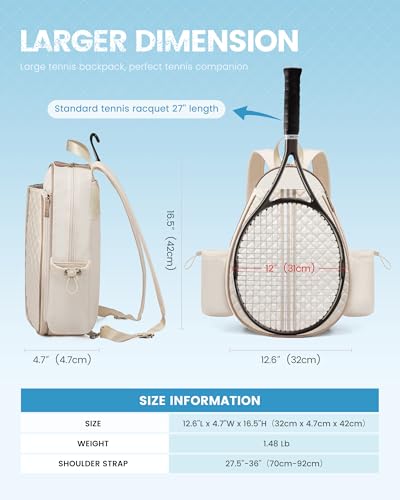 Sucipi Tennis Bag, Quilted Tennis Sling Crossbody Backpack, Water Resistant Tennis Racket Bags for Women Men, Suitable for Pickleball Tennis Badminton - color: Navy Blue, size: Medium