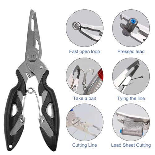 SourceTon 400 PCS Heavy Duty Split Ring Kit with 2 Pliers - High Strength Stainless Steel Lure Connectors (5 Sizes: 5-9mm, 30-95lb) for Saltwater & Freshwater Fishing Tackle