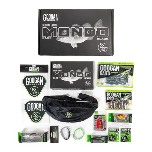 Googan Squad Mondo Kit Bass Fishing Lure Sets for Largemouth & Smallmouth Bass – Includes Premium Tackle & Mystery Box Essentials - color: Black Series